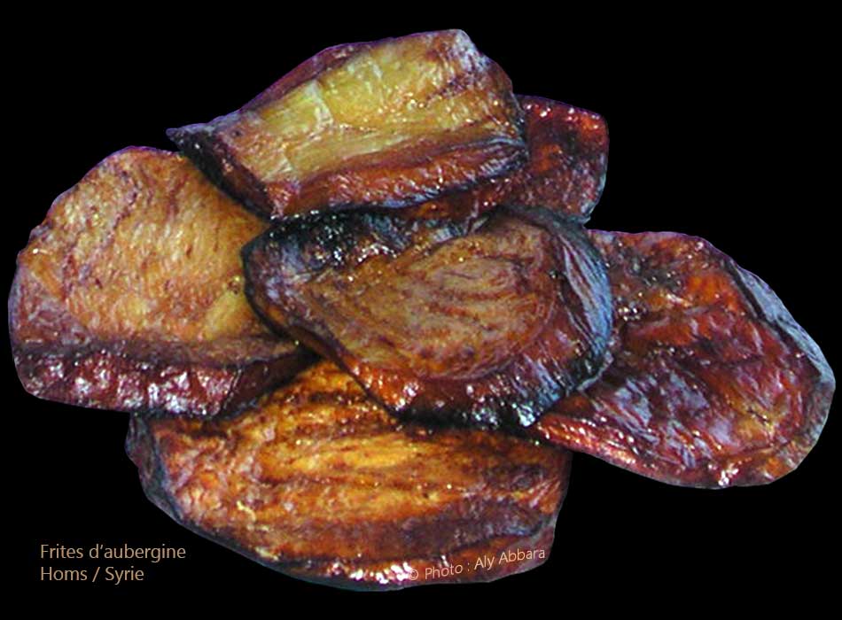 Syrie : Tranches d'aubergine ; friture à l'huile - شرحات مقلية من الباذِنجان