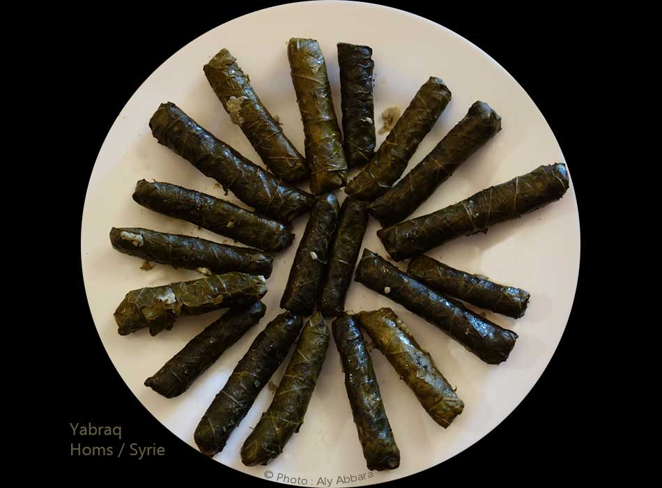 Syrie - Homs (Émèse) -Yabraa : feuilles de vignes farcies - يبرء أو محشي ورق العنب