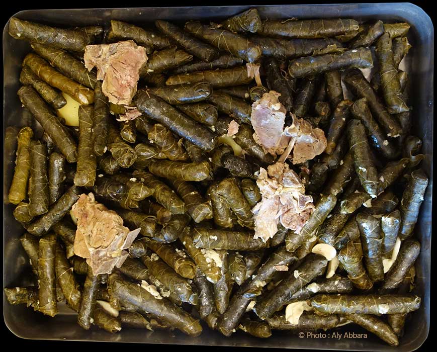 Syrie - Homs (Émèse) -Yabraa : feuilles de vignes farcies - يبرء أو محشي ورق العنب