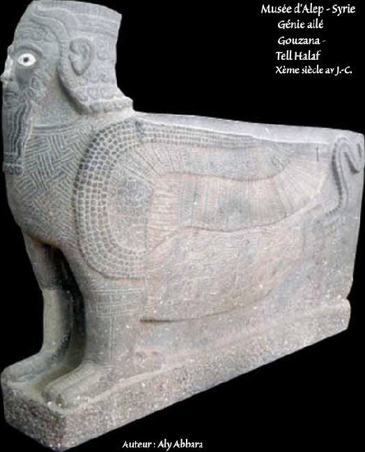 Génie ailé - Syrie - Gouzana (Tell Halaf - début du premier millénaire av. J.-C.) : Musée d'Alep