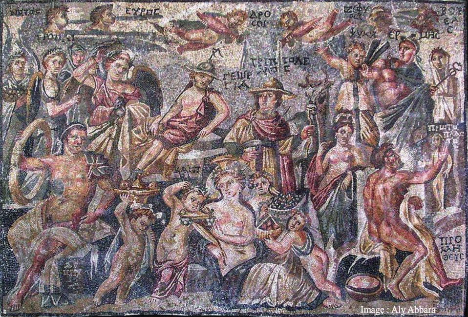La mosaïque Gê Aiôn et Prométhée Glorification de la Terre - Syrie - Chahba (l'antique ville de Philippopolis)