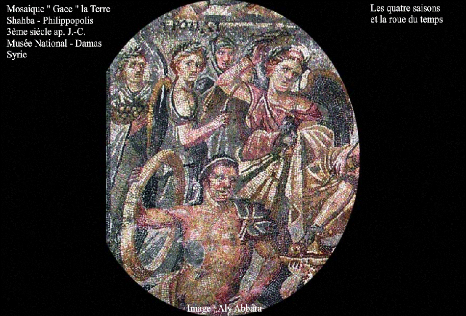 Mosaïque de Syrie - Aiôn (le temps éternel) et les quatre saisons -La mosaïque Gê Aiôn et Prométhée