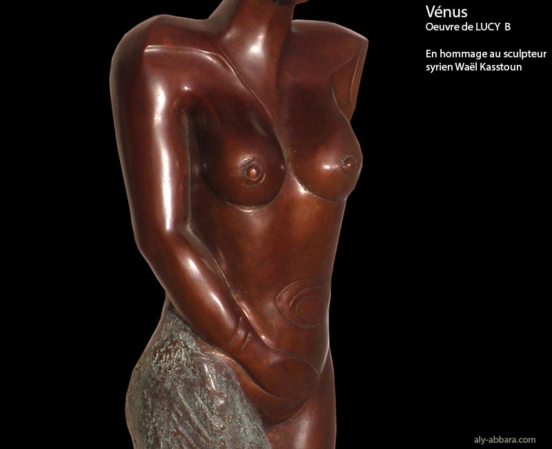 Déesse de la fertilité, sculpture de Jocélyne BURYN, en hommage au sculpteur syrien, Waël Kasstoun, mort sous la torture dans un des enfer en Syrie de 21° siècle